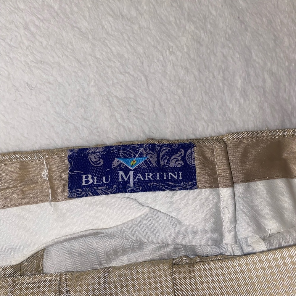 Blu Martini Mens Shiny Crème Checkered Dress Pants Size 36 - Picture 8 of 10